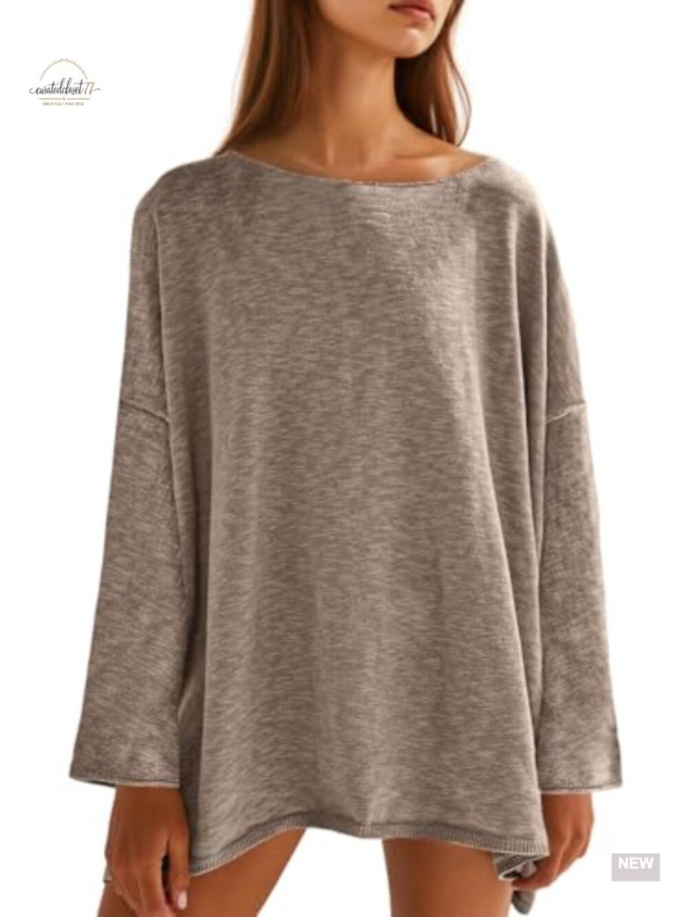 Oversized Long Sleeve Knit Tunic Top Lightweight Sweater